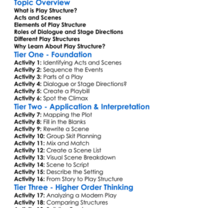 Play Structure Worksheet Activity Booklet