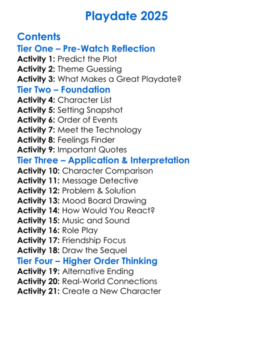 Playdate 2025 Worksheet Activity Booklet