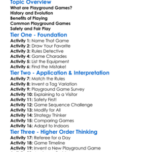 Playground Games Worksheet Activity Booklet