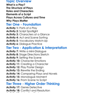 Plays Worksheet Activity Booklet