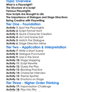 Playwrights And Scripts Worksheet Activity Booklet
