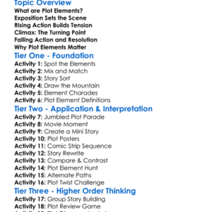 Plot Elements Worksheet Activity Booklet
