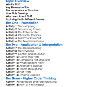 Plot Structure And Development Worksheet Activity Booklet