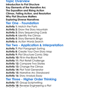 Plot Structure And Narrative Arc Worksheet Activity Booklet