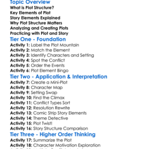 Plot Structure And Story Elements Worksheet Activity Booklet