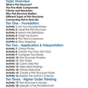 Plot Structure Worksheet Activity Booklet