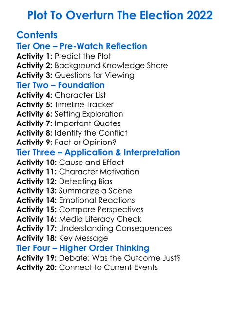 Plot To Overturn The Election 2022 Worksheet Activity Booklet
