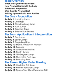 Plyometric Exercises Worksheet Activity Booklet