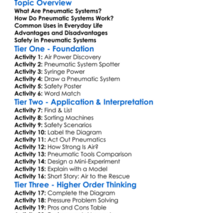 Pneumatic Systems Worksheet Activity Booklet
