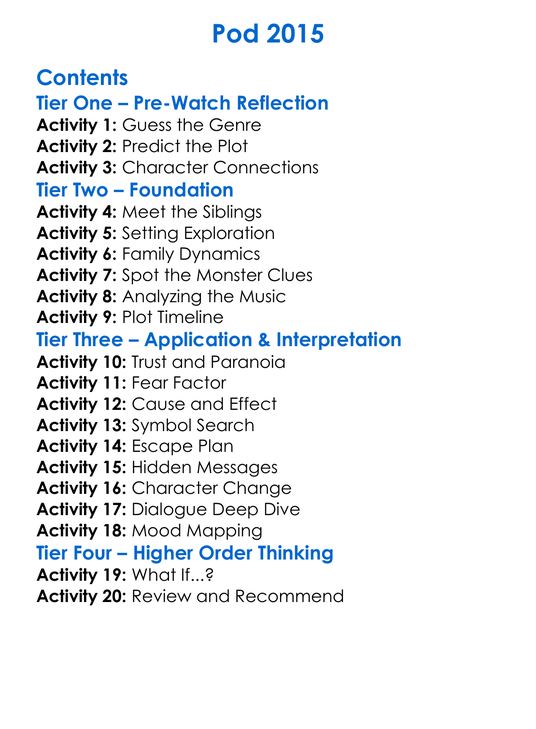 Pod 2015 Worksheet Activity Booklet