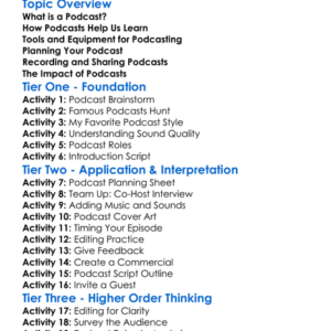 Podcast Creation Worksheet Activity Booklet