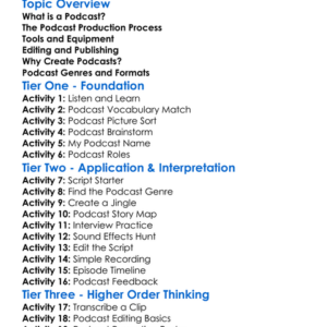 Podcast Production Worksheet Activity Booklet