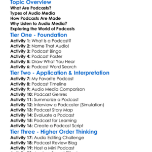 Podcasts And Audio Media Worksheet Activity Booklet