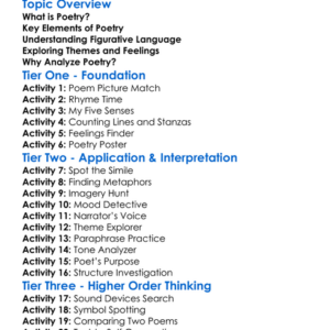 Poetry Analysis Worksheet Activity Booklet