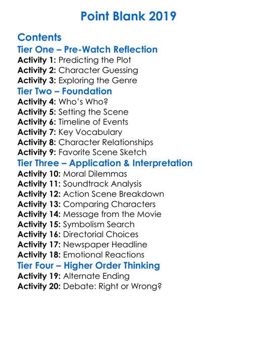 Point Blank 2019 Worksheet Activity Booklet