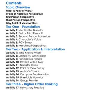 Point Of View And Narrative Perspective Worksheet Activity Booklet