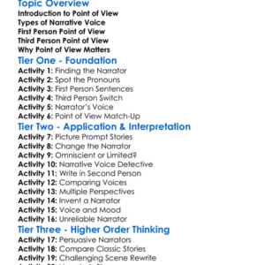 Point Of View And Narrative Voice Worksheet Activity Booklet