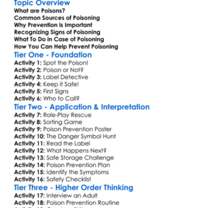 Poison Prevention Worksheet Activity Booklet