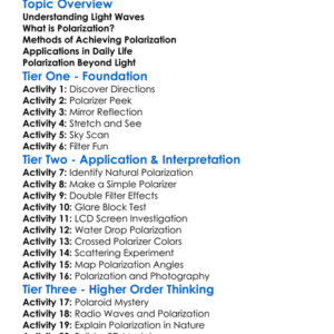 Polarization Worksheet Activity Booklet