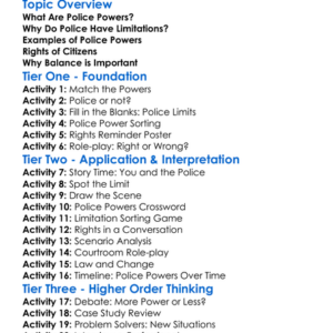 Police Powers And Limitations Worksheet Activity Booklet