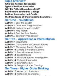 Political Boundaries Worksheet Activity Booklet