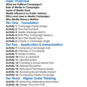 Political Campaigns In Media Worksheet Activity Booklet