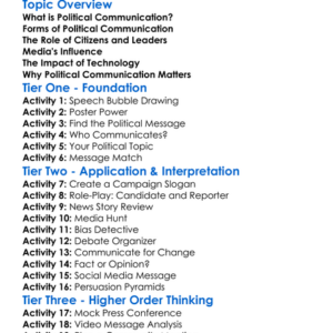 Political Communication Worksheet Activity Booklet