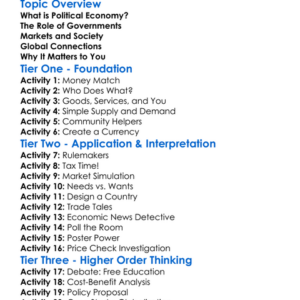 Political Economy Worksheet Activity Booklet