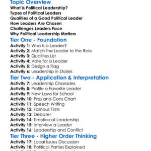 Political Leadership Worksheet Activity Booklet