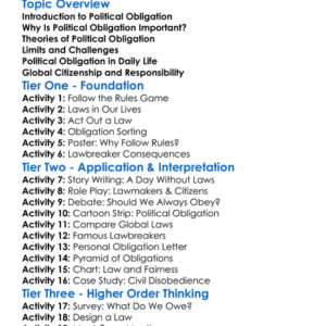 Political Obligation Worksheet Activity Booklet
