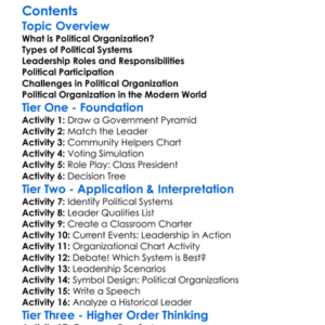 Political Organization And Leadership Worksheet Activity Booklet