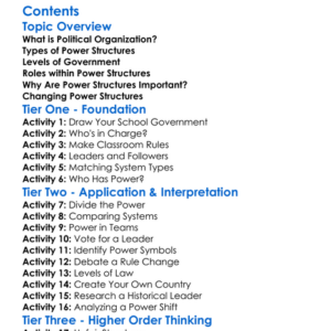 Political Organization And Power Structures Worksheet Activity Booklet