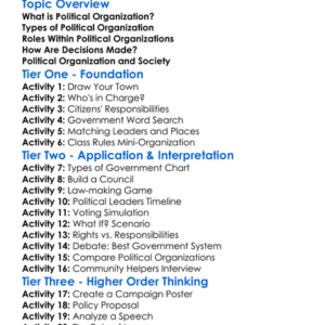 Political Organization Worksheet Activity Booklet