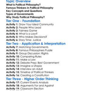 Political Philosophy Worksheet Activity Booklet