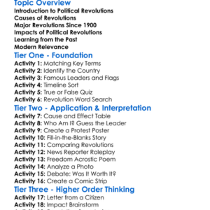 Political Revolutions Since 1900 Worksheet Activity Booklet