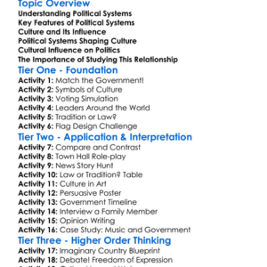 Political Systems And Cultural Impact Worksheet Activity Booklet