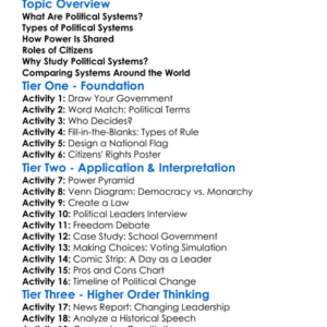 Political Systems And Power Worksheet Activity Booklet