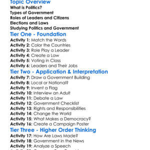 Politics And Government Worksheet Activity Booklet