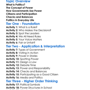Politics And Power Worksheet Activity Booklet