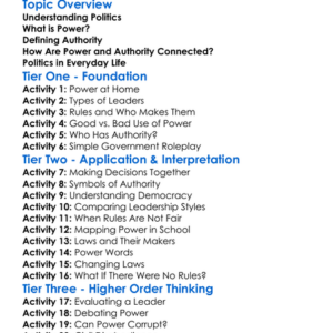 Politics Power And Authority Worksheet Activity Booklet