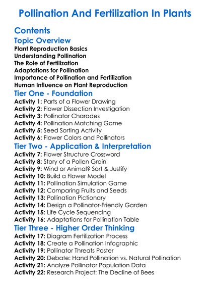 Pollination And Fertilization In Plants Worksheet Activity Booklet
