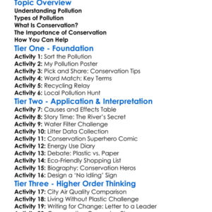 Pollution And Conservation Worksheet Activity Booklet