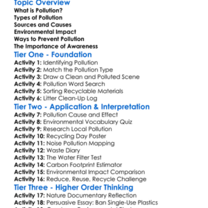 Pollution And Environmental Impact Worksheet Activity Booklet