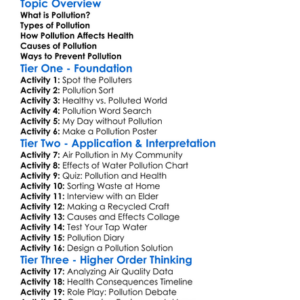 Pollution And Health Worksheet Activity Booklet