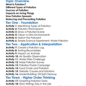 Pollution And Its Biological Impacts Worksheet Activity Booklet