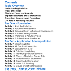 Pollution And Its Effects On Ecosystems Worksheet Activity Booklet