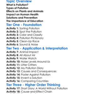 Pollution And Its Effects On Life Worksheet Activity Booklet
