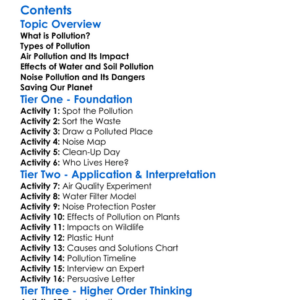 Pollution And Its Effects On Living Organisms Worksheet Activity Booklet