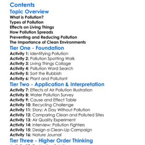 Pollution And Its Effects On Living Things Worksheet Activity Booklet