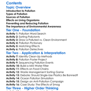 Pollution And Its Effects On Organisms Worksheet Activity Booklet